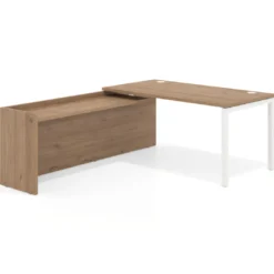 Mesa de despacho en L Kube fondo 80cm con ala WorkPlus estructura blanco