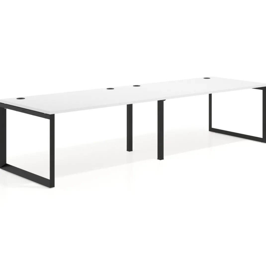 Mesa de despacho progresiva Delta doble, fondo 100cm, estructura negra