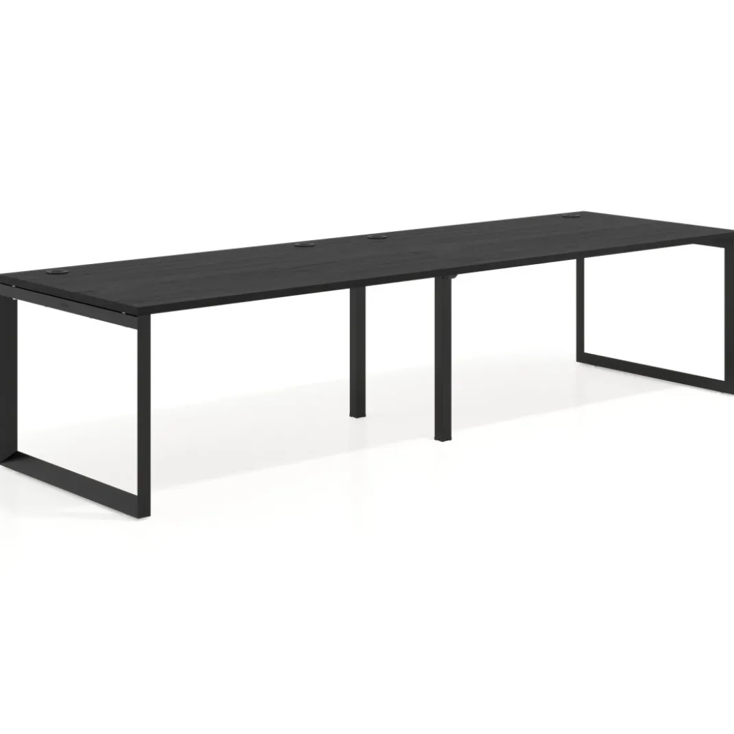 Mesa de despacho progresiva Delta doble, fondo 100cm, estructura negra