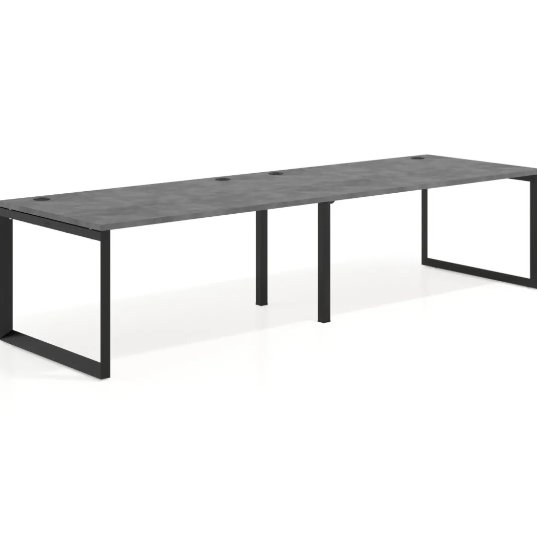 Mesa de despacho progresiva Delta doble, fondo 100cm, estructura negra