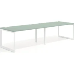 Mesa de despacho progresiva Delta doble, fondo 100cm, estructura blanca