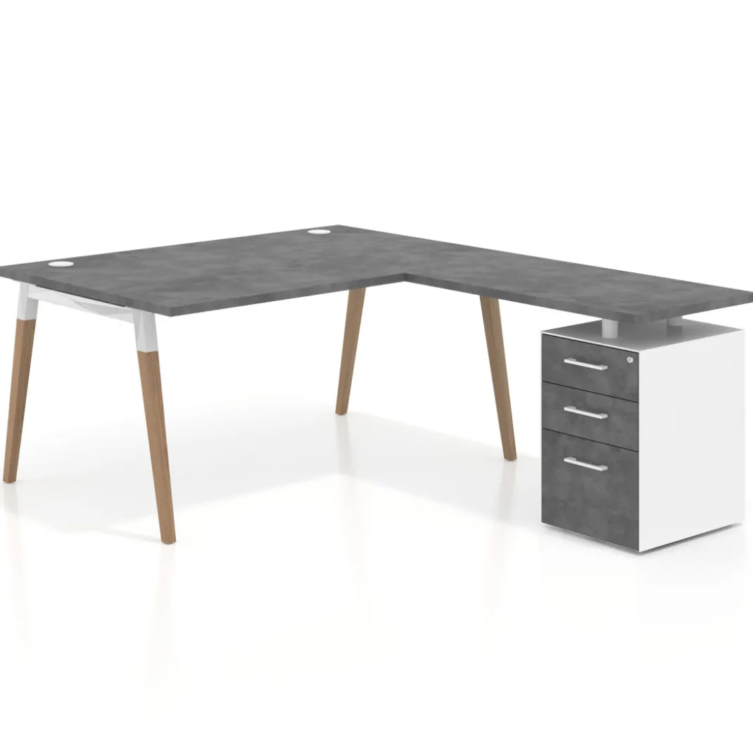 Mesa de dirección con cajones Arki fondo 100cm, frontales de melamina