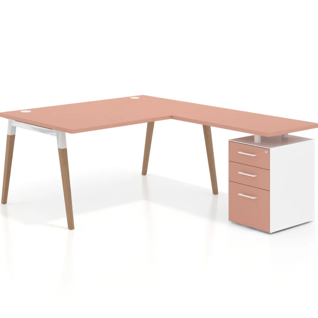 Mesa de dirección con cajones Arki fondo 100cm, frontales de melamina