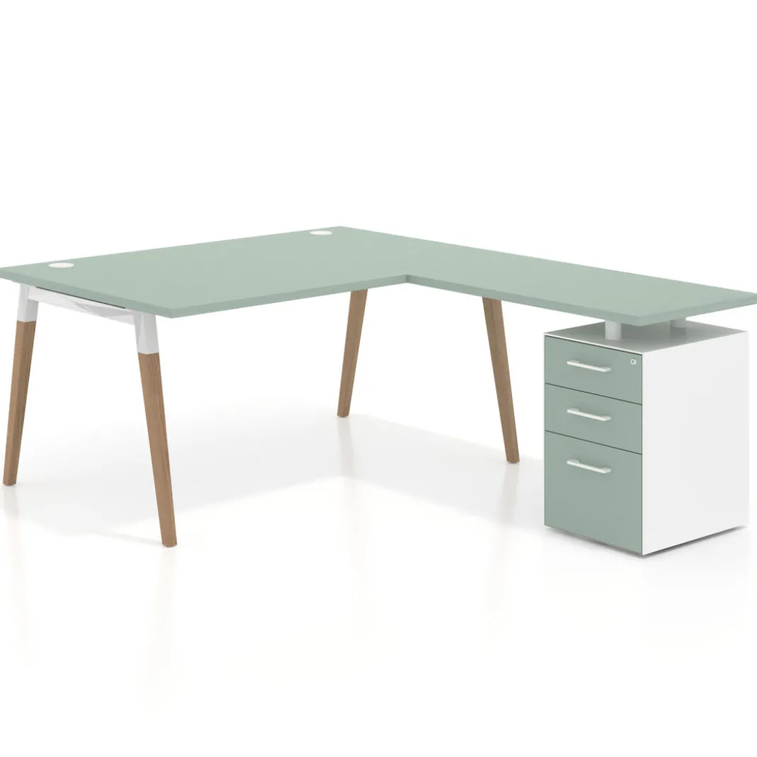 Mesa de dirección con cajones Arki fondo 100cm, frontales de melamina