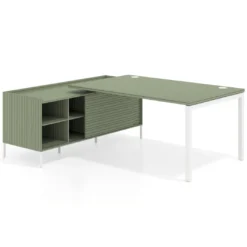 Mesa de dirección con pedestal estantes Kube fondo 100cm estructura blanca