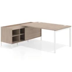 Mesa de dirección con pedestal estantes Kube fondo 100cm estructura blanca