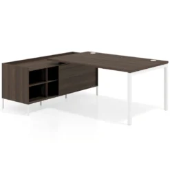 Mesa de dirección con pedestal estantes Kube fondo 100cm estructura blanca
