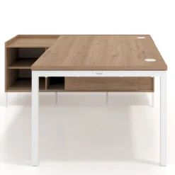Mesa de dirección con pedestal estantes Kube fondo 100cm estructura blanca
