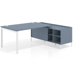 Mesa de dirección con pedestal estantes Kube fondo 100cm estructura blanca
