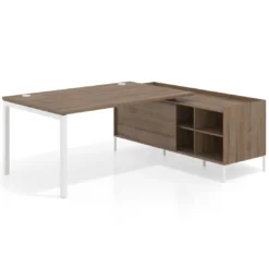 Mesa de dirección con pedestal estantes Kube fondo 100cm estructura blanca