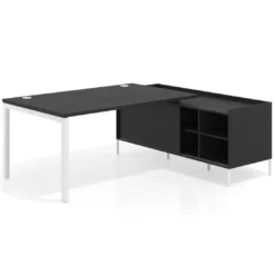 Mesa de dirección con pedestal estantes Kube fondo 100cm estructura blanca