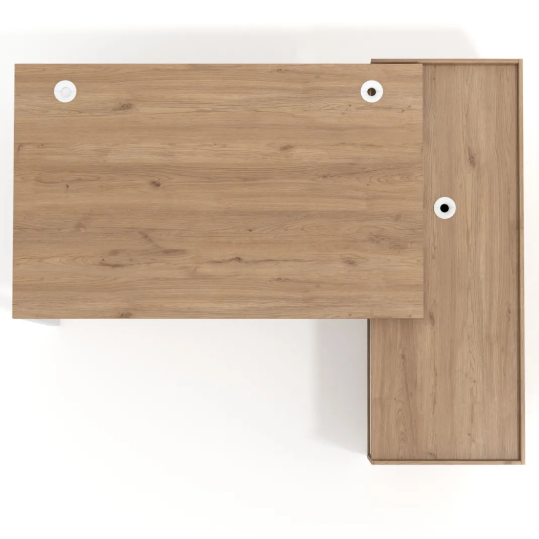 Mesa de dirección con pedestal estantes Kube fondo 100cm estructura blanca