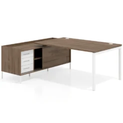 Mesa de dirección con pedestal cajonera Kube fondo 100cm estructura blanca