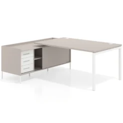 Mesa de dirección con pedestal cajonera Kube fondo 100cm estructura blanca