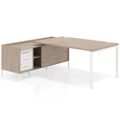 Mesa de dirección con pedestal cajonera Kube fondo 100cm estructura blanca