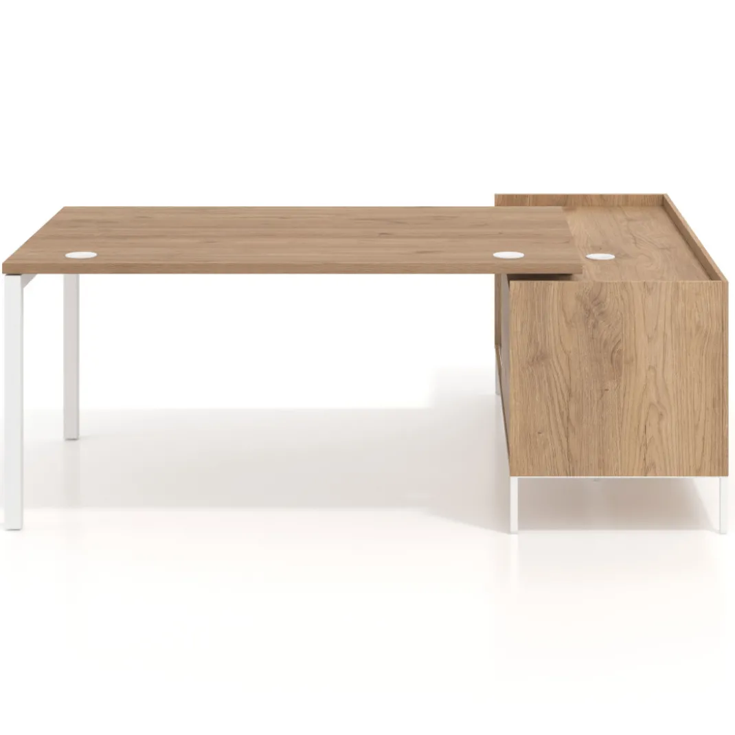Mesa de dirección con pedestal cajonera Kube fondo 100cm estructura blanca