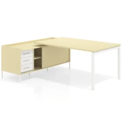 Mesa de dirección con pedestal cajonera Kube fondo 100cm estructura blanca