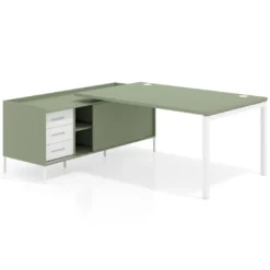 Mesa de dirección con pedestal cajonera Kube fondo 100cm estructura blanca