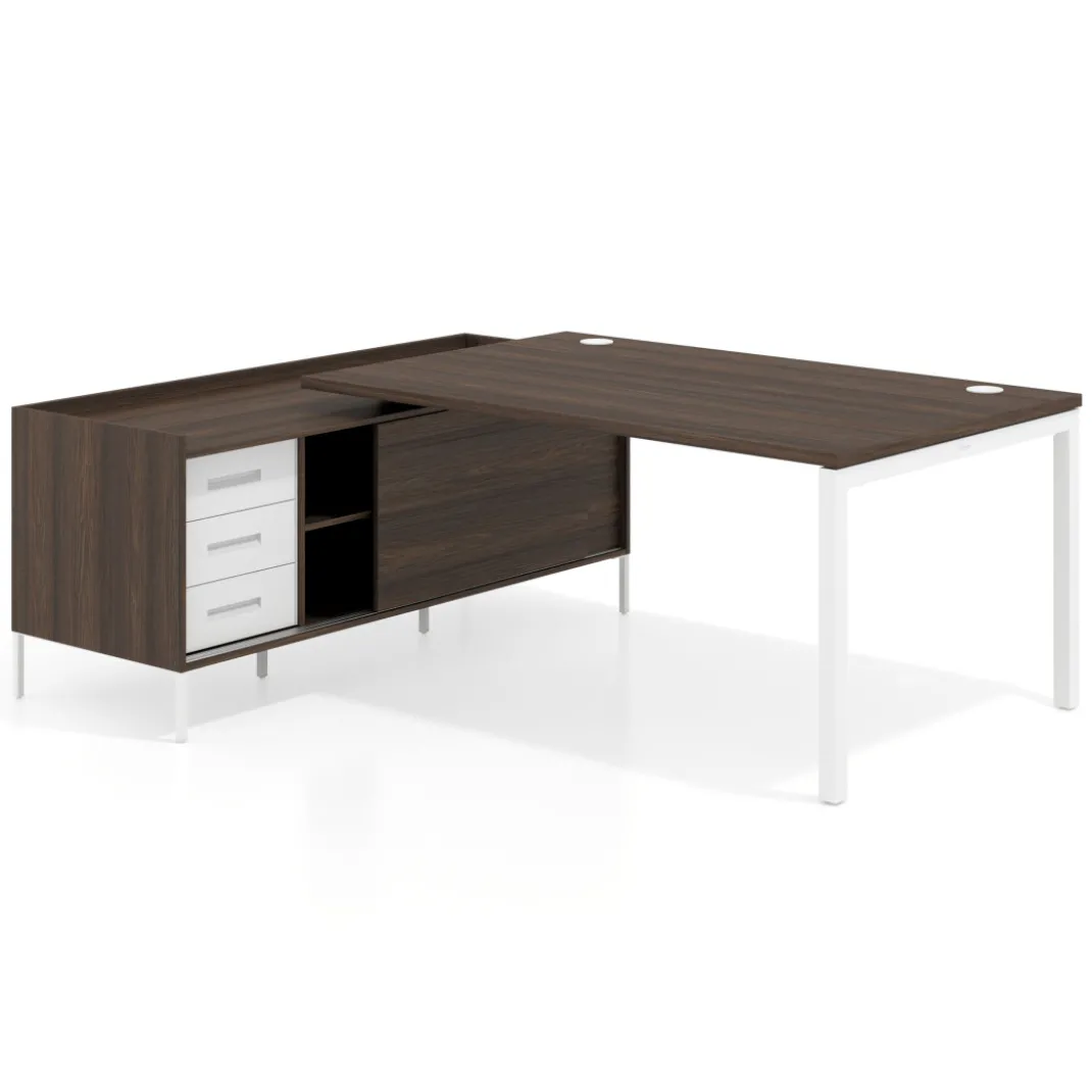 Mesa de dirección con pedestal cajonera Kube fondo 100cm estructura blanca