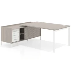Mesa de dirección con pedestal cajonera Kube fondo 100cm estructura blanca