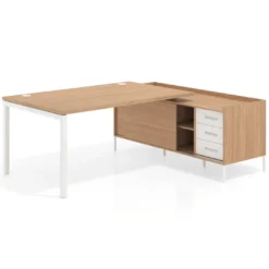 Mesa de dirección con pedestal cajonera Kube fondo 100cm estructura blanca