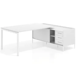 Mesa de dirección con pedestal cajonera Kube fondo 100cm estructura blanca