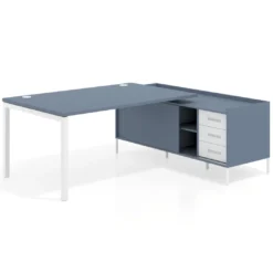 Mesa de dirección con pedestal cajonera Kube fondo 100cm estructura blanca
