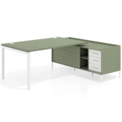 Mesa de dirección con pedestal cajonera Kube fondo 100cm estructura blanca