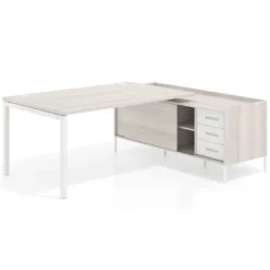 Mesa de dirección con pedestal cajonera Kube fondo 100cm estructura blanca