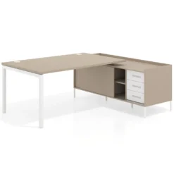 Mesa de dirección con pedestal cajonera Kube fondo 100cm estructura blanca