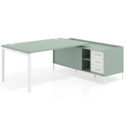 Mesa de dirección con pedestal cajonera Kube fondo 100cm estructura blanca