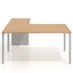 Mesa de dirección en L con cajones Kube, fondo 100, frontales metal, estructura aluminio
