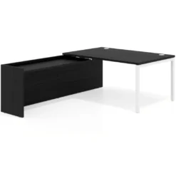 Mesa de dirección en L Kube fondo 100cm con ala WorkPlus estructura blanco
