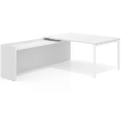 Mesa de dirección en L Kube fondo 100cm con ala WorkPlus estructura blanco