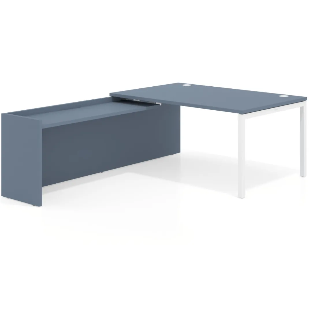 Mesa de dirección en L Kube fondo 100cm con ala WorkPlus estructura blanco