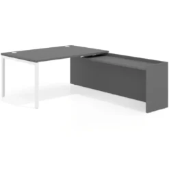 Mesa de dirección en L Kube fondo 100cm con ala WorkPlus estructura blanco