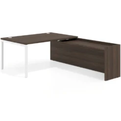 Mesa de dirección en L Kube fondo 100cm con ala WorkPlus estructura blanco