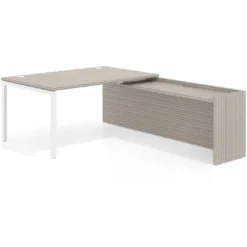 Mesa de dirección en L Kube fondo 100cm con ala WorkPlus estructura blanco