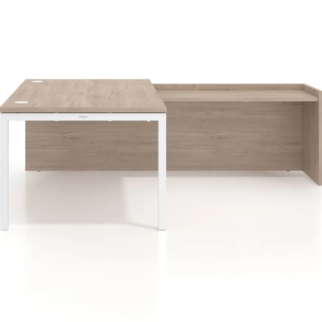 Mesa de dirección en L Kube fondo 100cm con ala WorkPlus estructura blanco