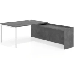 Mesa de dirección en L Kube fondo 100cm con ala WorkPlus estructura blanco