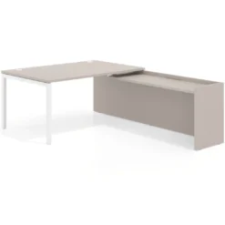 Mesa de dirección en L Kube fondo 100cm con ala WorkPlus estructura blanco