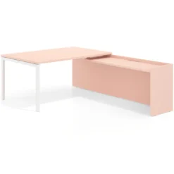 Mesa de dirección en L Kube fondo 100cm con ala WorkPlus estructura blanco