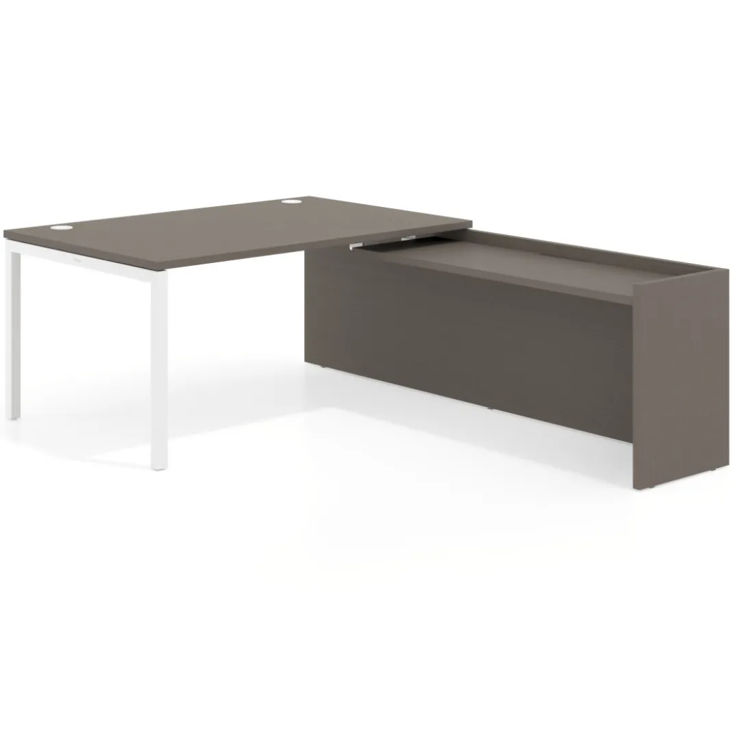 Mesa de dirección en L Kube fondo 100cm con ala WorkPlus estructura blanco