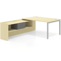 Mesa de dirección en L Kube fondo 100cm con ala+cajones WorkPlus estructura aluminio