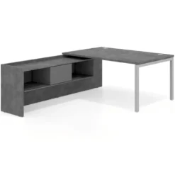 Mesa de dirección en L Kube fondo 100cm con ala+cajones WorkPlus estructura aluminio
