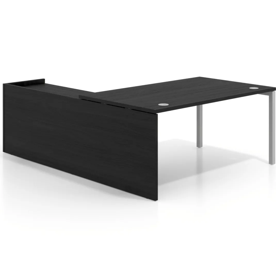 Mesa de dirección en L Kube fondo 100cm con ala+cajones WorkPlus estructura aluminio
