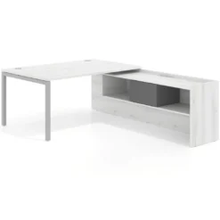 Mesa de dirección en L Kube fondo 100cm con ala+cajones WorkPlus estructura aluminio