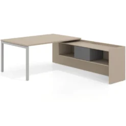 Mesa de dirección en L Kube fondo 100cm con ala+cajones WorkPlus estructura aluminio