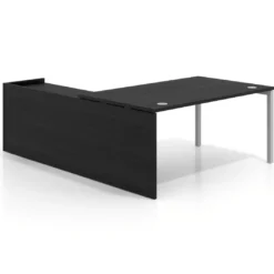 Mesa de dirección en L Kube fondo 100cm con ala+cajones WorkPlus estructura aluminio