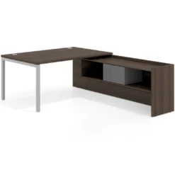Mesa de dirección en L Kube fondo 100cm con ala+cajones WorkPlus estructura aluminio